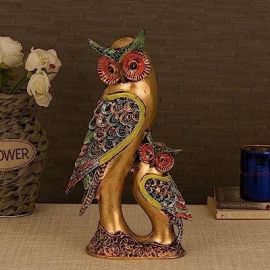 TIED RIBBONS Big Owl Showpiece for Home Décor Balcony Garden - Gift Items for Home Decoration - Owl Statue for Good Luck ,Resin ,Multicolor