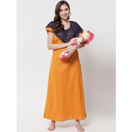 KLAMOTTEN-Cotton Solid Maternity and Feeding Maxi Nighty & Dress With Zip F8Ym