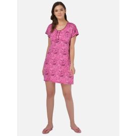 KLAMOTTEN-Cotton Printed Maternity and Feeding Sleepshirt With Zip FS1R0