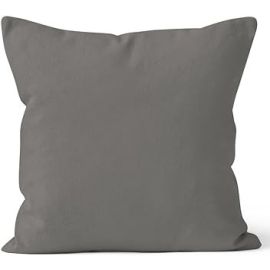 Encasa Homes Dyed Cotton Canvas Cushion Cover (Choose with or without fillers) - 40x40 cm, Grey