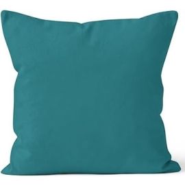 Encasa Homes Decorative Cushion Cover 1 pc 16 x 16 inch (40 x 40 cm) - Azul Blue - Solid Dyed Plain Colour, Large Cotton Canvas Square Pillow Case for Chair, Seat, Bed, Sofa, Office (Set of 1)