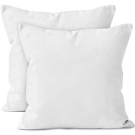 Encasa Homes Decorative Cushion Cover 2 pc 20 x 20 inch (50 x 50 cm) - White - Solid Dyed Plain Colour, Large Cotton Canvas Square Pillow Case for Chair, Seat, Bed, Office & Home (Set of 2)