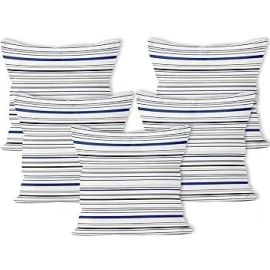 Encasa Homes Decorative Cushion Covers - Set of 5 Pcs, 40x40 cm (16"x16") - Printed Polyester, Light Weight, Soft, Pillow Case for Bedroom, Living Room, House & Hotel - Stripes