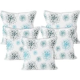 Encasa Homes Decorative Cushion Covers - Set of 5 Pcs, 40x40 cm (16"x16") - Printed Polyester, Light Weight, Soft, Pillow Case for Bedroom, Living Room, House & Hotel - Blowball