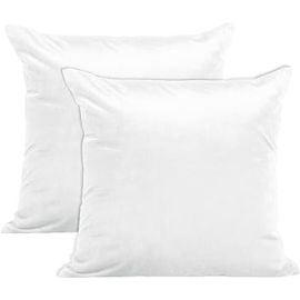 Encasa Homes Velvet Throw Pillow Cushion Covers 2 pc Set - White - 20"x20" / 50x50 cm Solid Plain Dyed Soft & Smooth, Square Accent Decorative Pillowcase for Couch, Sofa, Chair, Bed & Home