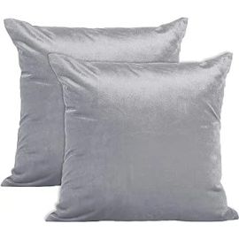 Encasa Homes Decorative Velvet Cushion Cover 60x60 cm (24"x24") - Grey- Soft Silky Smooth Plain Solid Colour Fabric, Large Square Pillow Covers for Bed, Sofa, Chair Seat, Home Décor