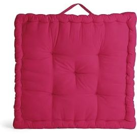 Encasa Homes Square Floor Cushions 60 x 60 x 10 cm - Hot Pink - Solid Dyed Canvas with Cotton Filler Large Size for Seating Meditation Yoga Pooja Guests Living Room Bedroom