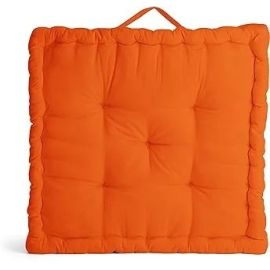 Encasa Homes Square Floor Cushions 50 x 50 x 10 cm - Orange - Solid Dyed Canvas with Cotton Filler Large Size for Seating Meditation Yoga Pooja Guests Living Room Bedroom