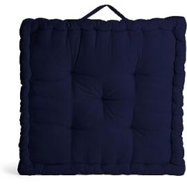 Encasa Homes Square Floor Cushions 50x50x10 cm - Scotch Blue - Solid Dyed Canvas with Micro-Fiber Filling Large Size for Seating Meditation Yoga Pooja Guests Living Room Bedroom