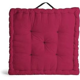 Encasa Homes Square Floor Cushions 50 x 50 x 10 cm - Hot Pink & Charcoal Grey - Solid Dyed Canvas with Cotton Filler Large Size for Seating Meditation Yoga Pooja Guests Living Room Bedroom