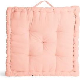 Encasa Homes Square Floor Cushions 50 x 50 x 10 cm - Powder Pink - Solid Dyed Canvas with Cotton Filler Large Size for Seating Meditation Yoga Pooja Guests Living Room Bedroom