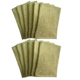 Lushomes Shadow Green Super Soft and Fluffy Hand Towel Set (Size: 16 x 24 Inches, Pack of 12, 450 GSM)