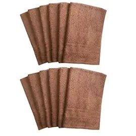 Lushomes Light Brown Super Soft and Fluffy Hand Towel Set (Size: 16 x 24 Inches, Pack 12, 450 GSM)