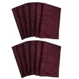 Lushomes Red Plum Super Soft and Fluffy Hand Towel Set (Size: 16 x 24 Inches, Pack 12, 450 GSM)