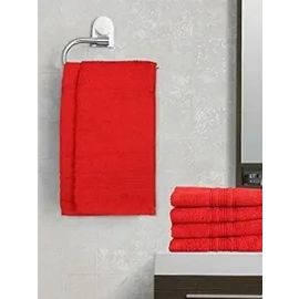 Lushomes Cotton Hibiscus Red Super Soft and Fluffy 450 GSM Hand Towel - Pack of 6(Size 16 x 24, Red, Hibiscus)