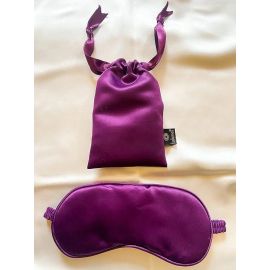 Lushomes Eye Mask for Sleeping, Plain Purple Satin Mulburry Silk Eyemask with piping & fabric covered elastic with Pouch for women, for Men, Blindfold, under eye mask, Meditation Accessories (Pk of 2 - 1pc of eyemask + 1 pc pouch)