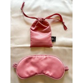 Lushomes Eye Mask for Sleeping, Plain Pink Satin Mulburry Silk Eyemask with piping & fabric covered elastic with Pouch for women, for Men, Blindfold, under eye mask, Meditation Accessories (Pk of 2 - 1pc of eyemask + 1 pc pouch)