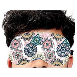 Lushomes Morocco Printed Super Soft Velvet Eye mask for Travel with Gel Tube for Insomnia, meditation and Dark Circles (2 Pcs of Eye Mask and 2 Pcs of Gel Tube- Pack of 4)