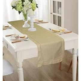 Lushomes Table Runner for 6 Seater Dining Table, Cream Cotton Dining Table Runner with Ladder Lace, for Living Room, for Coffee Table (30 x 180 cms, Single Pc)