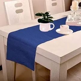 Lushomes Table Runner for 6 Seater Dining Table, Cotton Navy Blue Unidyed Ribbed Table Runner (Size 33 x 180 cms, Single Pc)