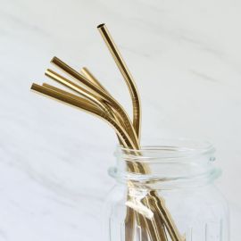 OnEarth Brass Straws With Cleaner - Pack of 2 (Brass) ST+Bend