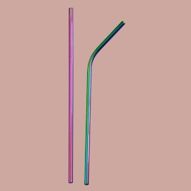 OnEarth Stainless Steel Straws With Cleaner - Rainbow (1 ST+1 Bend)