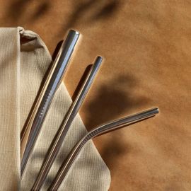 OnEarth Stainless Steel Straws With Cleaner - Steel (1 ST+1 Bend)