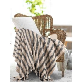 SASHAA WORLD Striped Throw Medium with Tasselled Edges |Throw for Living Room, Bedroom, Sofa & Chair |Bottle Green Throw Blanket | 180 x130 cm