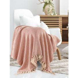 SASHAA WORLD Striped Chevron Throw Blanket | Throw for Sofa, Bedroom & Chair | Blush Pink Throw Blanket | 180 x 130 cm Pack of 1