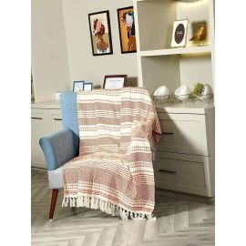 SASHAA WORLD Geometric Blanket | Throw for Living Room, Bedroom, Sofa & Chair | Red and White Blanket | 1200g, 50 X 80 CM