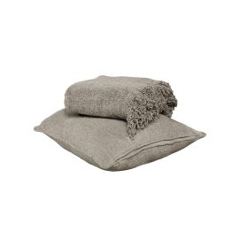 SASHAA WORLD Solid Soft Chenille Throw Blanket for Sofa, Bed & Couch with Cushion Cover Set | Grey Throw & Cushion Cover| Throw-130x180 cm, Cushion-45x45 cm