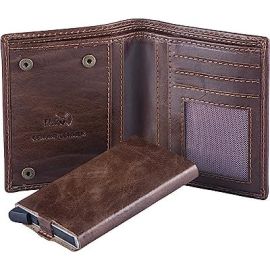 Manchester Genuine Leather Wallet with Detachable Card Case for Men (Vintage TAN)