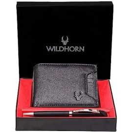 Gift Hamper for Men I Black Leather Wallet & Pen Combo I Leather Wallet I Classic Pen I Gift for Friend, Boyfriend,Husband,Father, Son etc