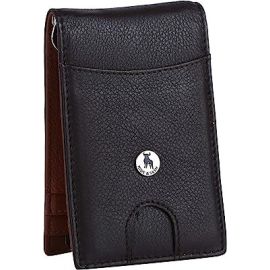 Genuine Leather RFID Money Clip with Coin Pocket (Nappa Brown)