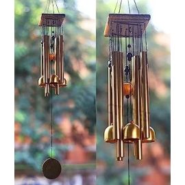 Paradigm Pictures Home Decoration Items Wind Chimes for Home (Golden,Pipe & Hanging Bells)