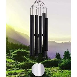 Paradigm Pictures 30 inch Big Wind Chimes for Home Balcony Positive Energy (Big Black 6 Pipe Metal)