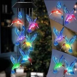 The Home Remedy Humming Bird Solar Power Outdoor Wind Chime | Home & Balcony Decoration | Gift Item | Feng Shui | Waterproof | Positive Energy Items for Home | Blue