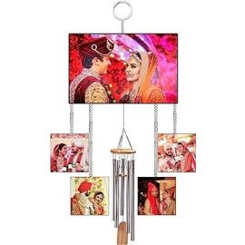 Shri Kanth Art® Personalized Revolving Photo Wind Chime For Wedding Gift And Hanging Décor | Home & Balcony Ornament | Hanging Wind Chimes | Wind Chime for Gift | 30 x 10 Inch Wind Chime (Square)